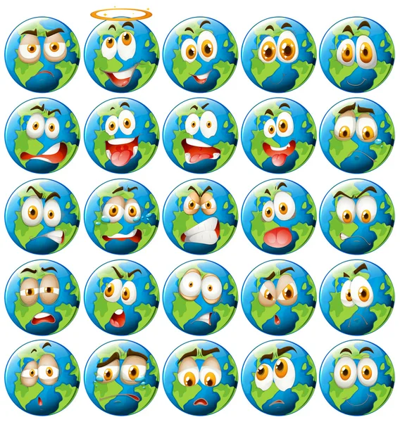 地球与面部表情 — 图库矢量图片