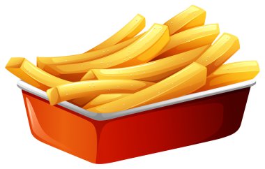 Patates kızartması kırmızı tepsisinde