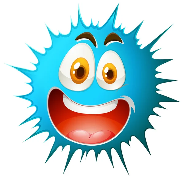 Salpicadura azul con expresión facial feliz — Vector de stock