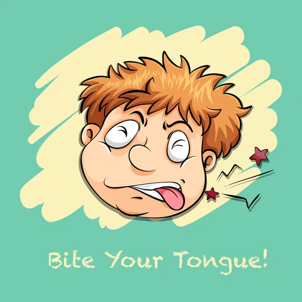 Чоловік кусає язик — стоковий вектор
