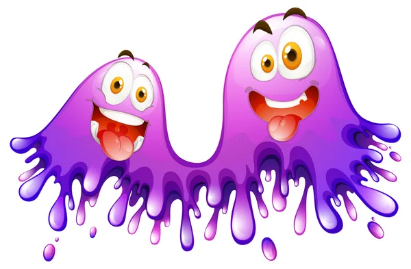 Salpicaduras púrpuras con expresiones locas — Archivo Imágenes Vectoriales
