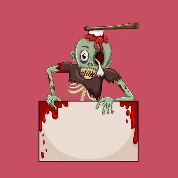 Zombie con hacha en la cabeza — Vector de stock