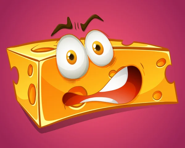 Terrified yellow cheese alone — Stock Vector