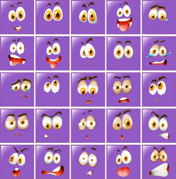 组的不同紫色表达式 — 图库矢量图片