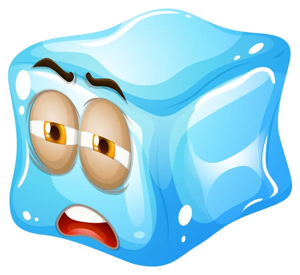 Cubo blu con triste espressione facciale — Vettoriale Stock