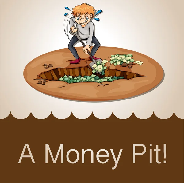 Expression anglaise money pit — Image vectorielle