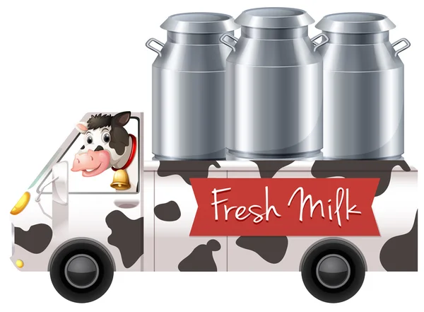 Mucca che consegna latte fresco — Vettoriale Stock