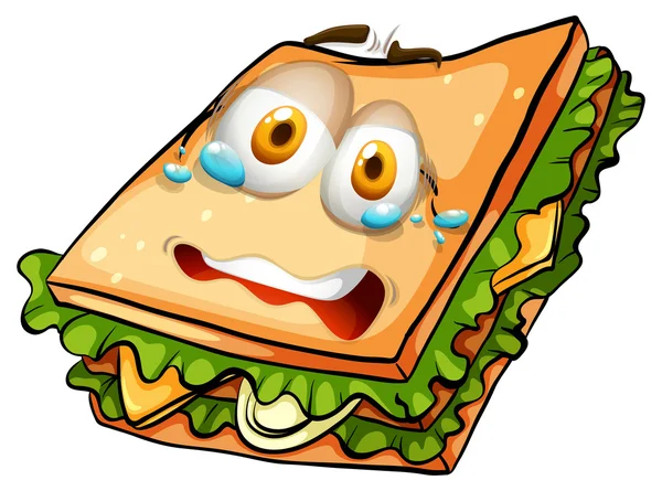 Sandwich con cara nerviosa — Vector de stock