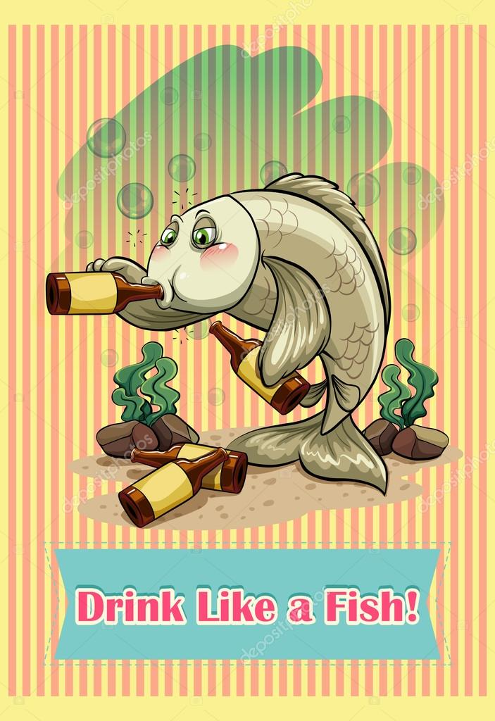 Fish drinking alcohol in the sea — Stock Vector © blueringmedia 81215862