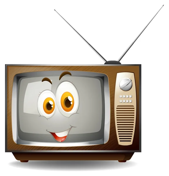 Retro televisie met blij gezicht — Stockvector