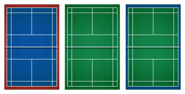 Tre disegni di campo da tennis — Vettoriale Stock