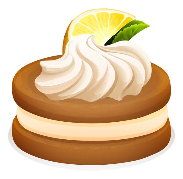 Galleta con limón y crema — Vector de stock