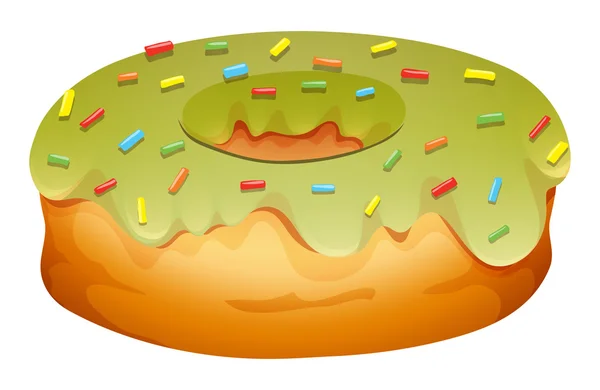 Donut mit grünem Zuckerguss — Stockvektor