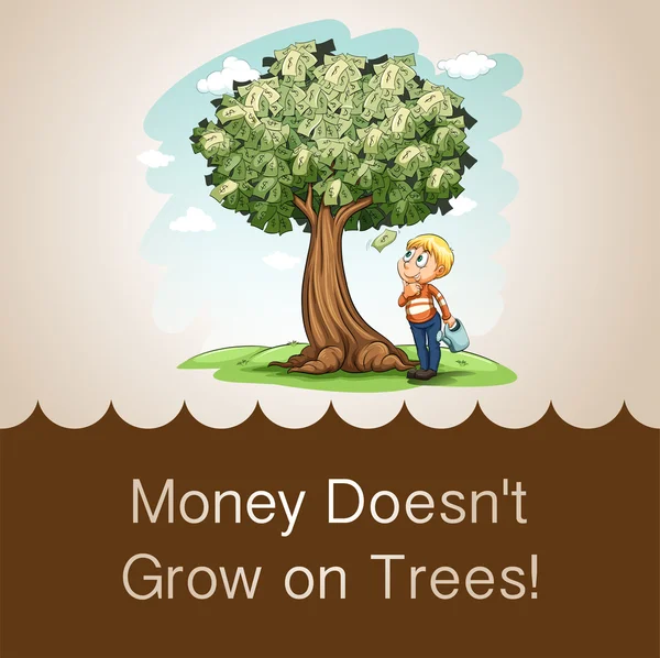 Деньги не растут на деревьях. — стоковый вектор