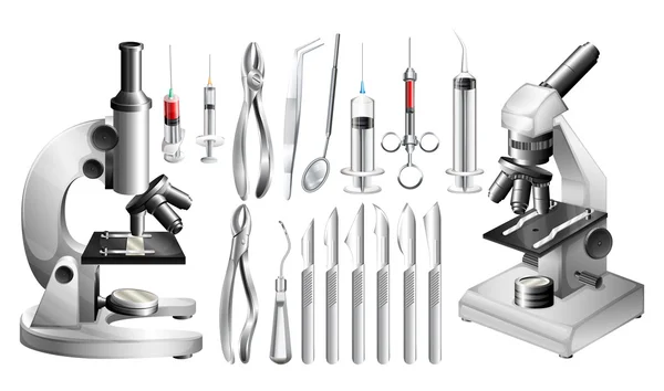 Verschiedene medizinische Geräte und Werkzeuge — Stockvektor