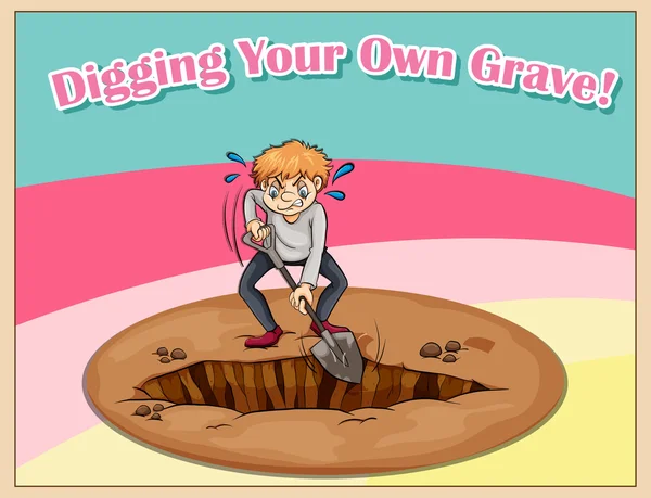 Digging your own grave — Stock Vector