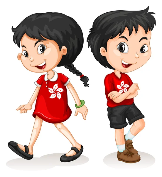 Küçük erkek ve kız kimden Hong Kong — Stok Vektör
