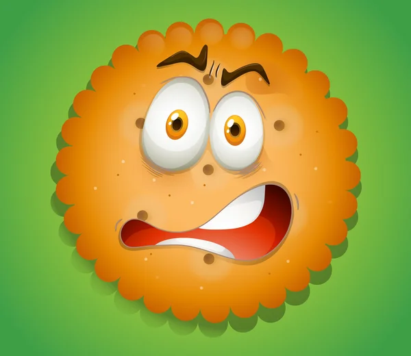 Shocking face on cookie — Stock Vector