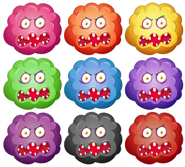 Germ with monster faces — Stock Vector