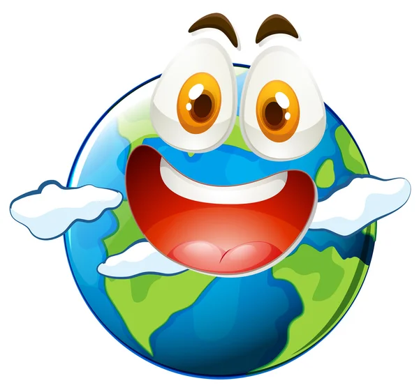 幸せそうな顔が付いている地球 — ストックベクタ