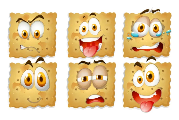 Biscoitos com expressões faciais — Vetor de Stock