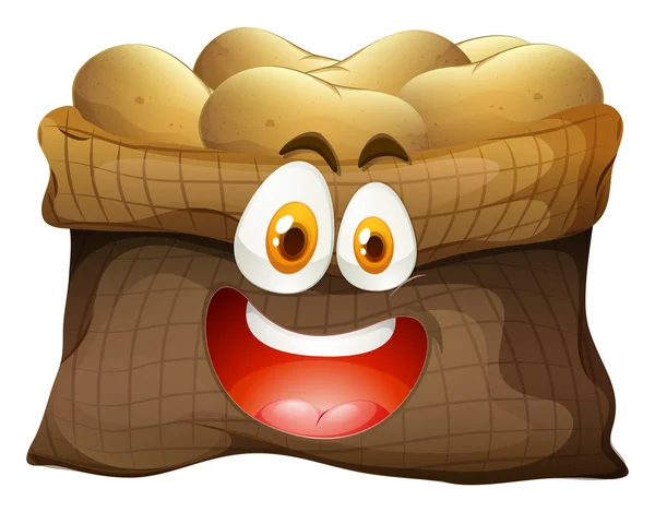 Tüte Kartoffeln mit Gesicht — Stockvektor