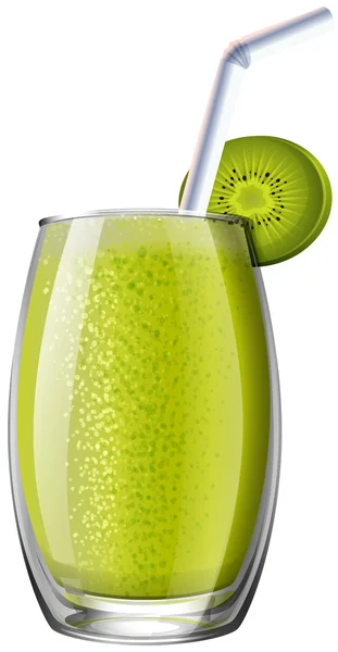 Kiwi smoothie in glass — Stock Vector