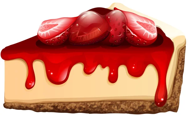 Tarta de queso fresa con mermelada — Vector de stock