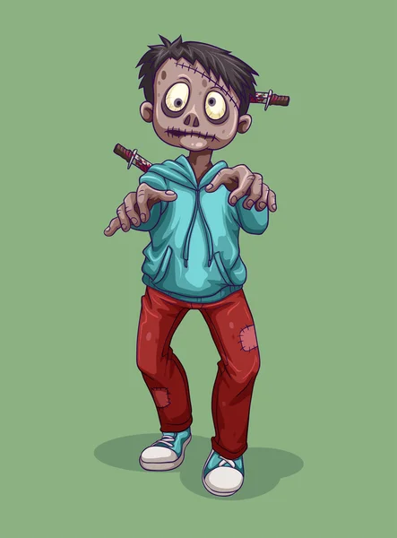 Zombie avec couteau sur la tête — Image vectorielle