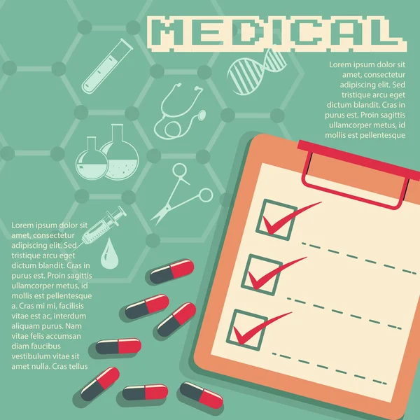 Infografía con símbolos médicos y texto — Archivo Imágenes Vectoriales