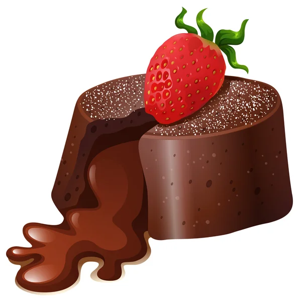 Choklad lavacake med färska jordgubbar — Stock vektor