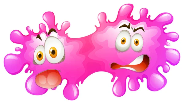 Pink splash with silly face — Stock Vector