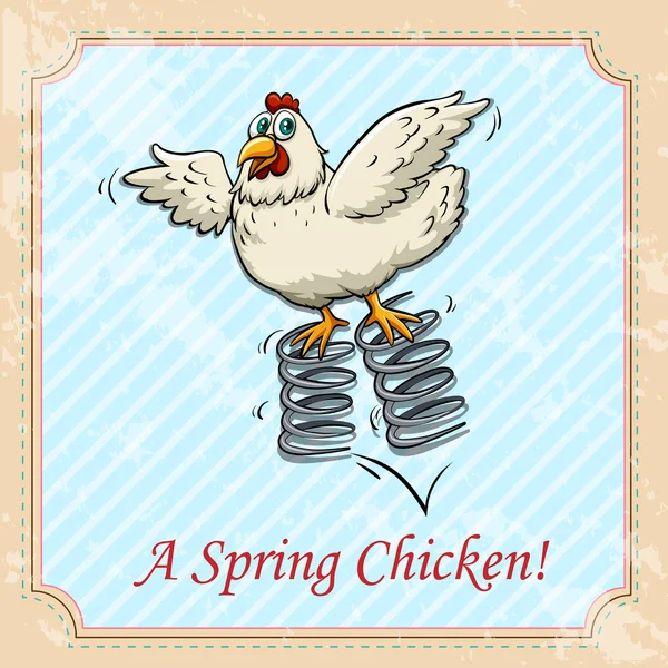 Kyckling studsar på våren — Stock vektor