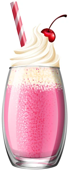 Batido con crema batida y cereza — Vector de stock