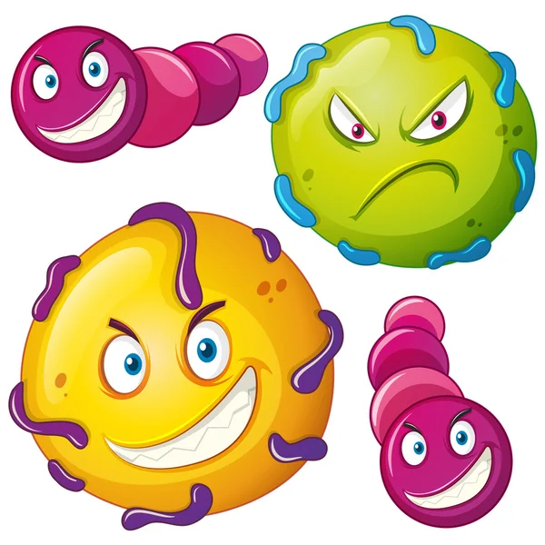 Бактерии с сердитым лицом — стоковый вектор
