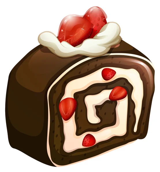 Chocolate cakeroll with strawberry — Stok Vektör