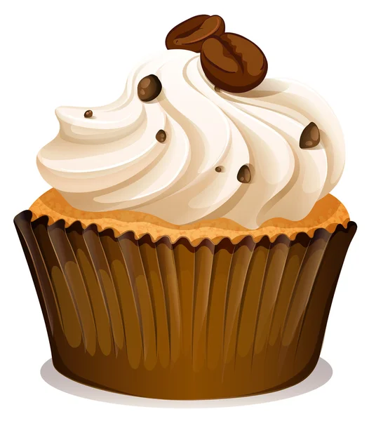 Chocolate topping cupcake on white — Stock vektor