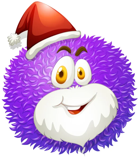 Purple fluffy ball with Santa hat — Διανυσματικό Αρχείο