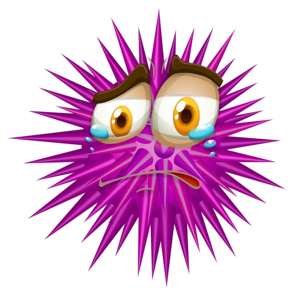 Purple thorn ball with crying face — Stok Vektör