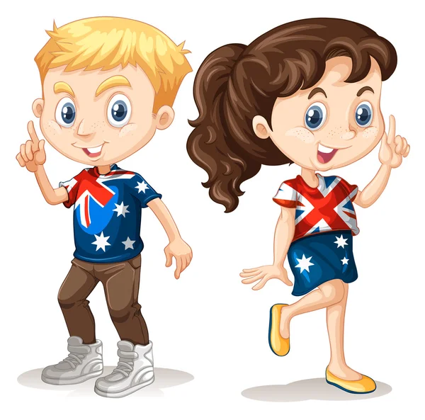 Boy and girl in american t-shirts — Διανυσματικό Αρχείο
