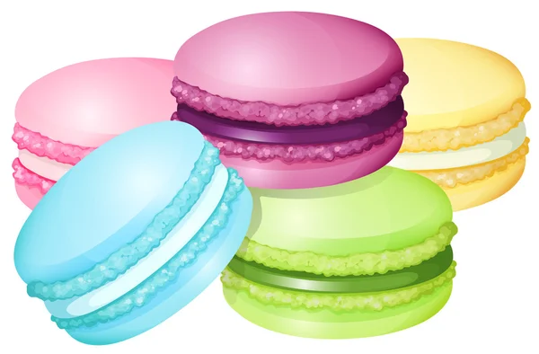 Färgglada macaron på vit — Stock vektor