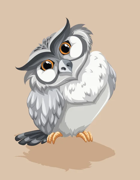 Gray owl standing alone — Stock Vector