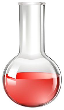 Red liquid ing beaker glass