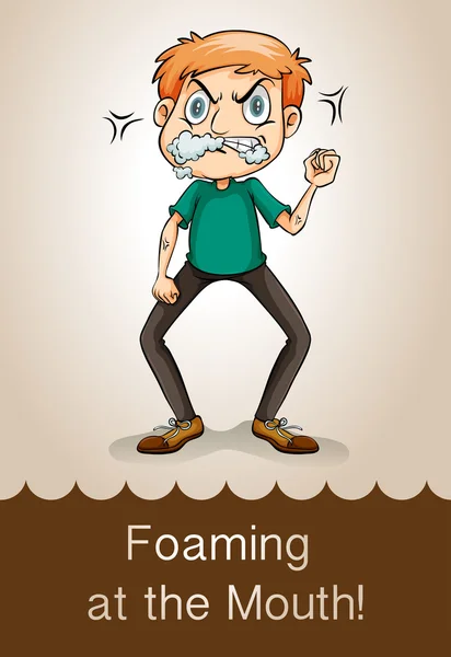 Idiom foaming at the mouth — Stock Vector