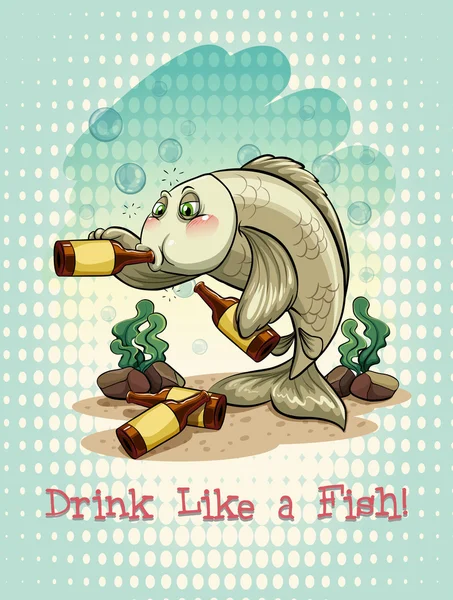 Old saying drink like a fish — 스톡 벡터