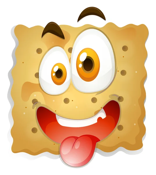 Happy face on biscuit — Stock Vector