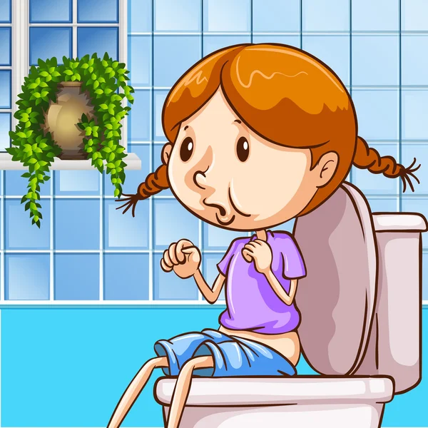 Little girl using toilet — Stockvector