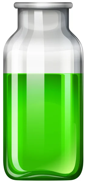 Green liquid in glass bottle — Stock Vector