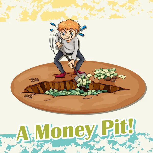 Παλιό ρητό χρήματα pit — Διανυσματικό Αρχείο