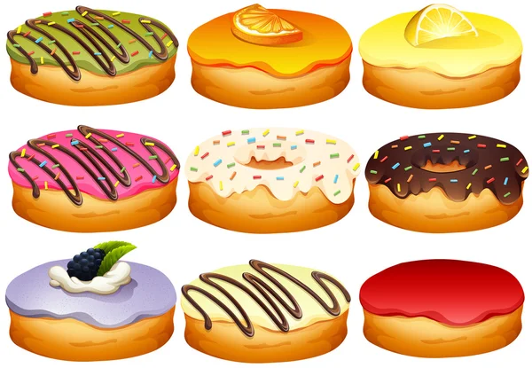 Unterschiedlicher Geschmack von Donuts — Stockvektor